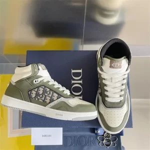 B27 HIGH-TOP SNEAKER OLIVE AND CREAM SMOOTH CALFSKIN - CD116