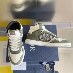 B27 HIGH-TOP SNEAKER OLIVE AND CREAM SMOOTH CALFSKIN - CD116